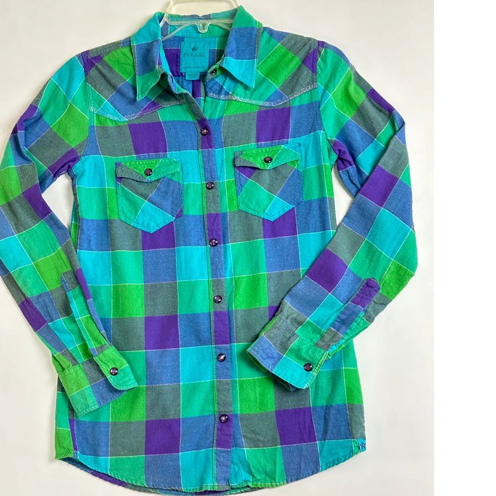 Nollie Women's Boyfriend‎ Fit Button Down Shirt Extra Small Flannel